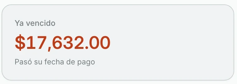 Tarjeta: ya vencido, 17,632 pesos